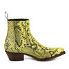 Mayura Boots 2496P Geel/ Python Dames Western Enkellaarzen Spitse Neus Cowboyhak Elastiek Sluiting Echt Leer