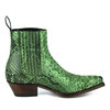 Mayura Boots 2496P Groen/ Dames Western Enkellaarzen Python Spitse Neus Cowboyhak Elastiek Sluiting Echt Leer