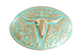Sendra Longhorn skull buckle turquoise