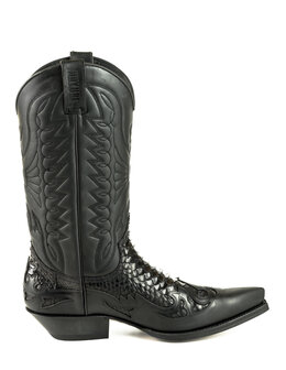 Mayura Boots 1935 Zwart/ Zwart Python Spitse Cowboy Western Laarzen Schuine Hak Rechte Schacht Treklussen Goodyear Welted