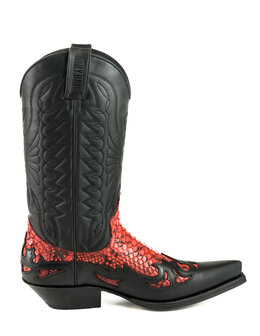 Mayura Boots 1935 Zwart/ Rood Python Spitse Cowboy Western Laarzen Schuine Hak Rechte Schacht Treklussen Goodyear Welted