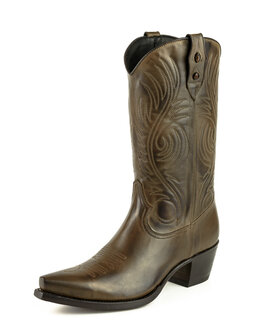 Mayura Boots Virgi 2536 Bruin/ Dames Western Laarzen Sierstiksel Spitse Neus Rechte Schacht Hoge Hak Glad Leer