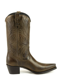 Mayura Boots Virgi 2536 Bruin/ Dames Western Laarzen Sierstiksel Spitse Neus Rechte Schacht Hoge Hak Glad Leer