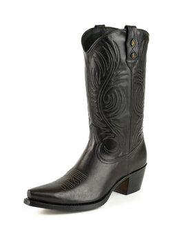 Mayura Boots Virgi 2536 Zwart/ Dames Western Laarzen Sierstiksel Spitse Neus Rechte Schacht Hoge Hak Glad Leer