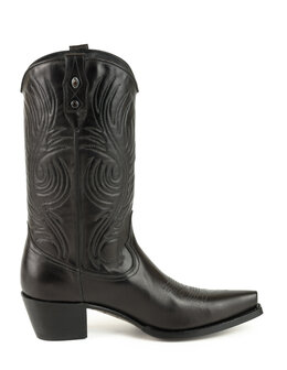 Mayura Boots Virgi 2536 Zwart/ Dames Western Laarzen Sierstiksel Spitse Neus Rechte Schacht Hoge Hak Glad Leer