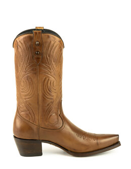 Mayura Boots Virgi 2536 Hazelnoot/ Dames Western Laarzen Sierstiksel Spitse Neus Rechte Schacht Hoge Hak Glad Leer