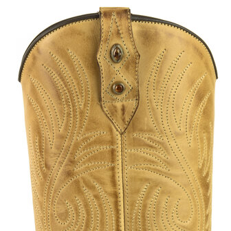 Mayura Boots Virgi 2536 Zandkleur/Vanille Geel Dames Western Laarzen Sierstiksel Spitse Neus Rechte Schacht Hoge Hak Glad Leer 