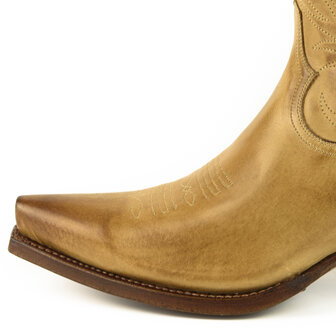 Mayura Boots Virgi 2536 Zandkleur/Vanille Geel Dames Western Laarzen Sierstiksel Spitse Neus Rechte Schacht Hoge Hak Glad Leer 