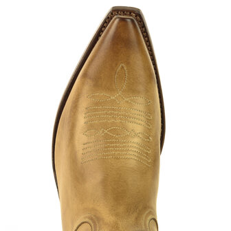 Mayura Boots Virgi 2536 Zandkleur/Vanille Geel Dames Western Laarzen Sierstiksel Spitse Neus Rechte Schacht Hoge Hak Glad Leer 