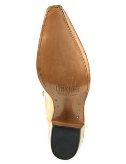 Mayura Boots Virgi 2536 Zandkleur/Vanille Geel Dames Western Laarzen Sierstiksel Spitse Neus Rechte Schacht Hoge Hak Glad Leer 