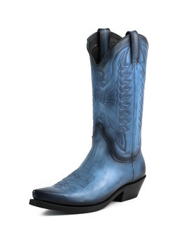 Mayura Boots 1920 / Blauw Spitse Cowboy Western Line Dance Dames Heren Laarzen Schuine Hak Echt Leer Voorkant