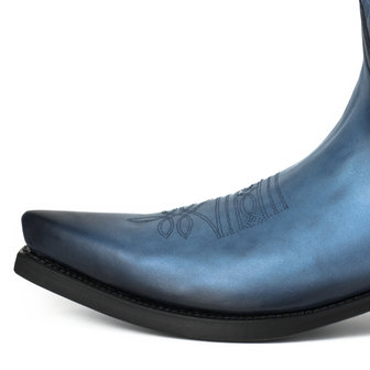 Mayura Boots 1920 / Blauw Spitse Cowboy Western Line Dance Dames Heren Laarzen Schuine Hak Echt Leer Neus