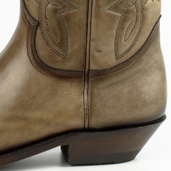 Mayura Boots 1920 Taupe/ Spitse Cowboy Western Line Dance Dames Heren Laarzen Schuine Hak Echt Leer Westernhak