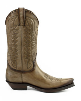 Mayura Boots 1920 Taupe/ Spitse Cowboy Western Line Dance Dames Heren Laarzen Schuine Hak Echt Leer