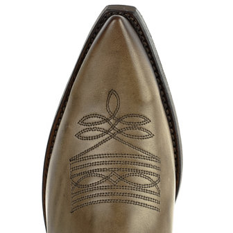 Mayura Boots 1920 Taupe/ Spitse Cowboy Western Line Dance Dames Heren Laarzen Schuine Hak Echt Leer Neus met sierstiksel