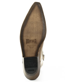 Mayura Boots 1920 Taupe/ Spitse Cowboy Western Line Dance Dames Heren Laarzen Schuine Hak Echt Leer Zool