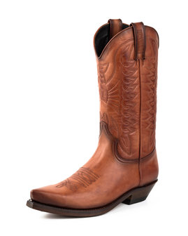 Mayura Boots 1920 Cognac/ Pointed Cowboy Western Line Dance Ladies Men Boots Slanted Heel Genuine Leather Front