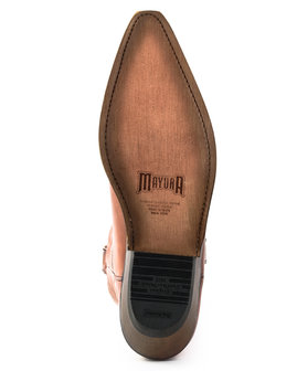 Mayura Boots 1920 Cognac/ Spitse Cowboy Western Line Dance Dames Heren Laarzen Schuine Hak Echt Leer