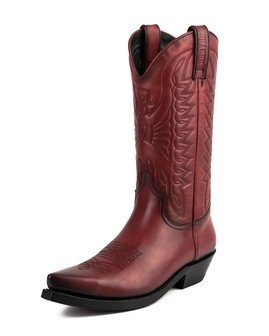 Mayura Boots 1920 Red/ Pointed Cowboy Western Line Dance Ladies Men Boots Slanted Heel Genuine Leather Front