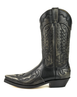 Mayura Boots 1927 Zwart/ Spitse Cowboy Western Dames Heren Laarzen Schuine Hak Two Tone Echt Leer Zijkant