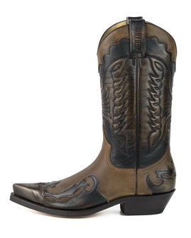 Mayura Boots 1927 Bruin/ Spitse Cowboy Western Dames Heren Laarzen Schuine Hak Two Tone Echt Leer