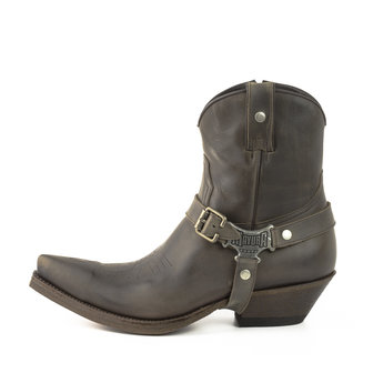 Mayura Boots 14 Donker Grijs/Bruin Heren Cowboy Western Spitse Enkellaars Schuine Hak Rits Afneembaar Spoor Echt Leer