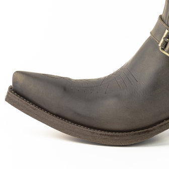 Mayura Boots 14 Donker Grijs/Bruin Heren Cowboy Western Spitse Enkellaars Schuine Hak Rits Afneembaar Spoor Echt Leer