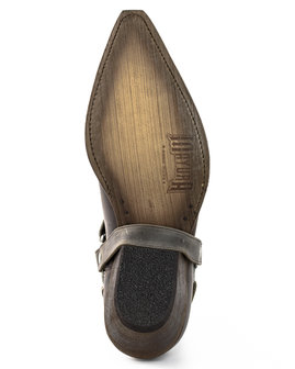 Mayura Boots 14 Donker Grijs/Bruin Heren Cowboy Western Spitse Enkellaars Schuine Hak Rits Afneembaar Spoor Echt Leer
