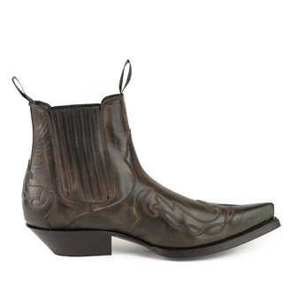 Mayura Boots Austin 1931 Donker Bruin/ Spitse Western Heren Dames Enkellaars Schuine Hak Elastiek Sluiting Vintage Look