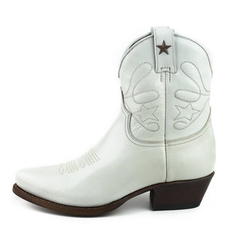 Mayura Boots 2374 Off White/ Dames Cowboy fashion Enkellaars Spitse Neus Western Hak Echt Leer