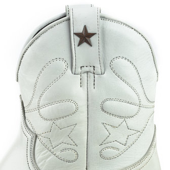 Mayura Boots 2374 Off White/ Dames Cowboy fashion Enkellaars Spitse Neus Western Hak Echt Leer