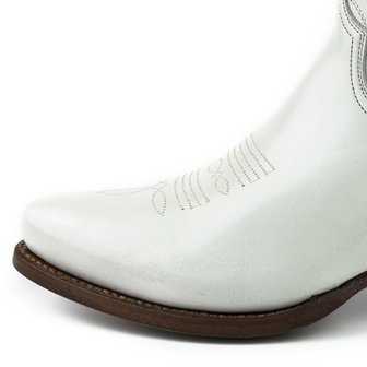 Mayura Boots 2374 Off White/ Dames Cowboy fashion Enkellaars Spitse Neus Western Hak Echt Leer