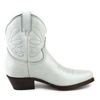 Mayura Boots 2374 Off White/ Dames Cowboy fashion Enkellaars Spitse Neus Western Hak Echt Leer