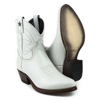 Mayura Boots 2374 Off White/ Dames Cowboy fashion Enkellaars Spitse Neus Western Hak Echt Leer