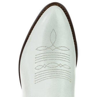 Mayura Boots 2374 Off White/ Dames Cowboy fashion Enkellaars Spitse Neus Western Hak Echt Leer