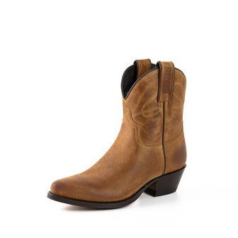 Mayura Boots 2374 Whisky/ Dames Cowboy fashion Enkellaars Spitse Neus Western Hak Echt Leer