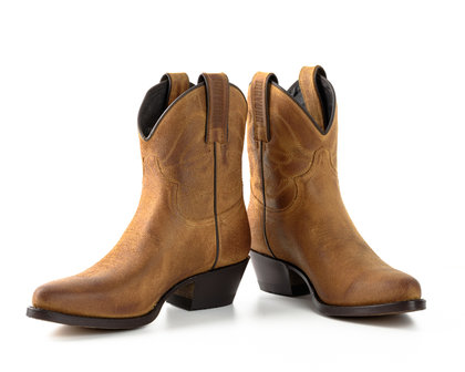 Mayura Boots 2374 Whisky/ Dames Cowboy fashion Enkellaars Spitse Neus Western Hak Echt Leer