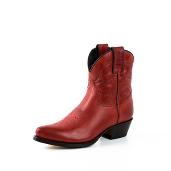 Mayura Boots 2374 Rood/ Dames Cowboy fashion Enkellaars Spitse Neus Western Hak Echt Leer