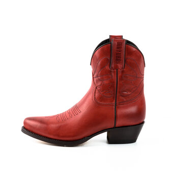 Mayura Boots 2374 Rood/ Dames Cowboy fashion Enkellaars Spitse Neus Western Hak Echt Leer