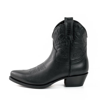 Mayura Boots 2374 Zwart/ Dames Cowboy fashion Enkellaars Spitse Neus Western Hak Echt Leer