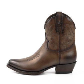 Mayura Boots 2374 Vintage Hazelnoot/ Dames Cowboy fashion Enkellaars Spitse Neus Western Hak Echt Leer