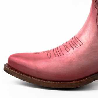 Mayura Boots 2374 Vintage Roze/ Dames Cowboy fashion Enkellaars Spitse Neus Western Hak Echt Leer