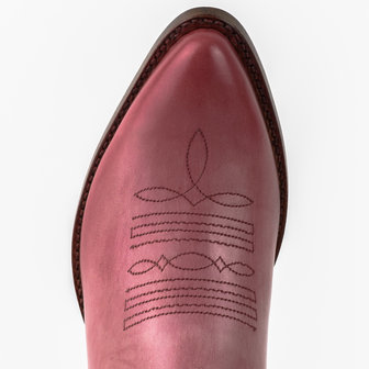 Mayura Boots 2374 Vintage Roze/ Dames Cowboy fashion Enkellaars Spitse Neus Western Hak Echt Leer