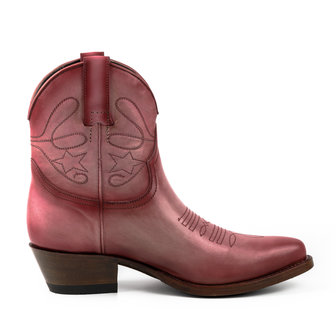 Mayura Boots 2374 Vintage Roze/ Dames Cowboy fashion Enkellaars Spitse Neus Western Hak Echt Leer