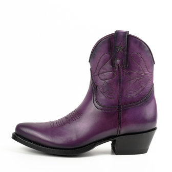 Mayura Boots 2374 Vintage Paars/ Dames Cowboy fashion Enkellaars Spitse Neus Western Hak Echt Leer