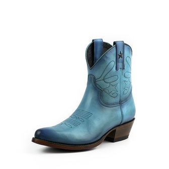 Mayura Boots 2374 Vintage Turquoise/ Dames Cowboy fashion Enkellaars Spitse Neus Western Hak Echt Leer