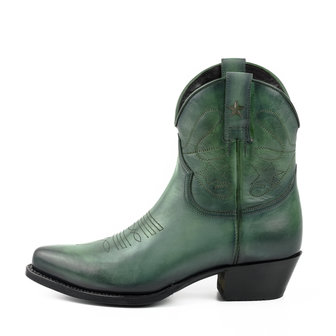 Mayura Boots 2374 Vintage Groen/ Dames Cowboy fashion Enkellaars Spitse Neus Western Hak Echt Leer