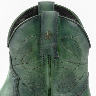 Mayura Boots 2374 Vintage Groen/Grijs Dames Cowboy fashion Enkellaars Spitse Neus Western Hak Echt Leer