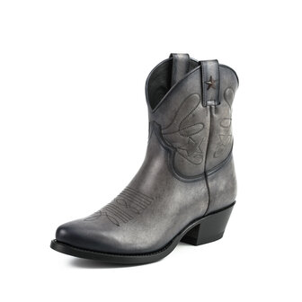 Mayura Boots 2374 Vintage Grijs/ Dames Cowboy fashion Enkellaars Spitse Neus Western Hak Echt Leer