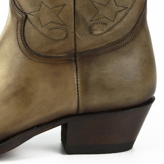 Mayura Boots 2374 Vintage Taupe/ Dames Cowboy fashion Enkellaars Spitse Neus Western Hak Echt Leer